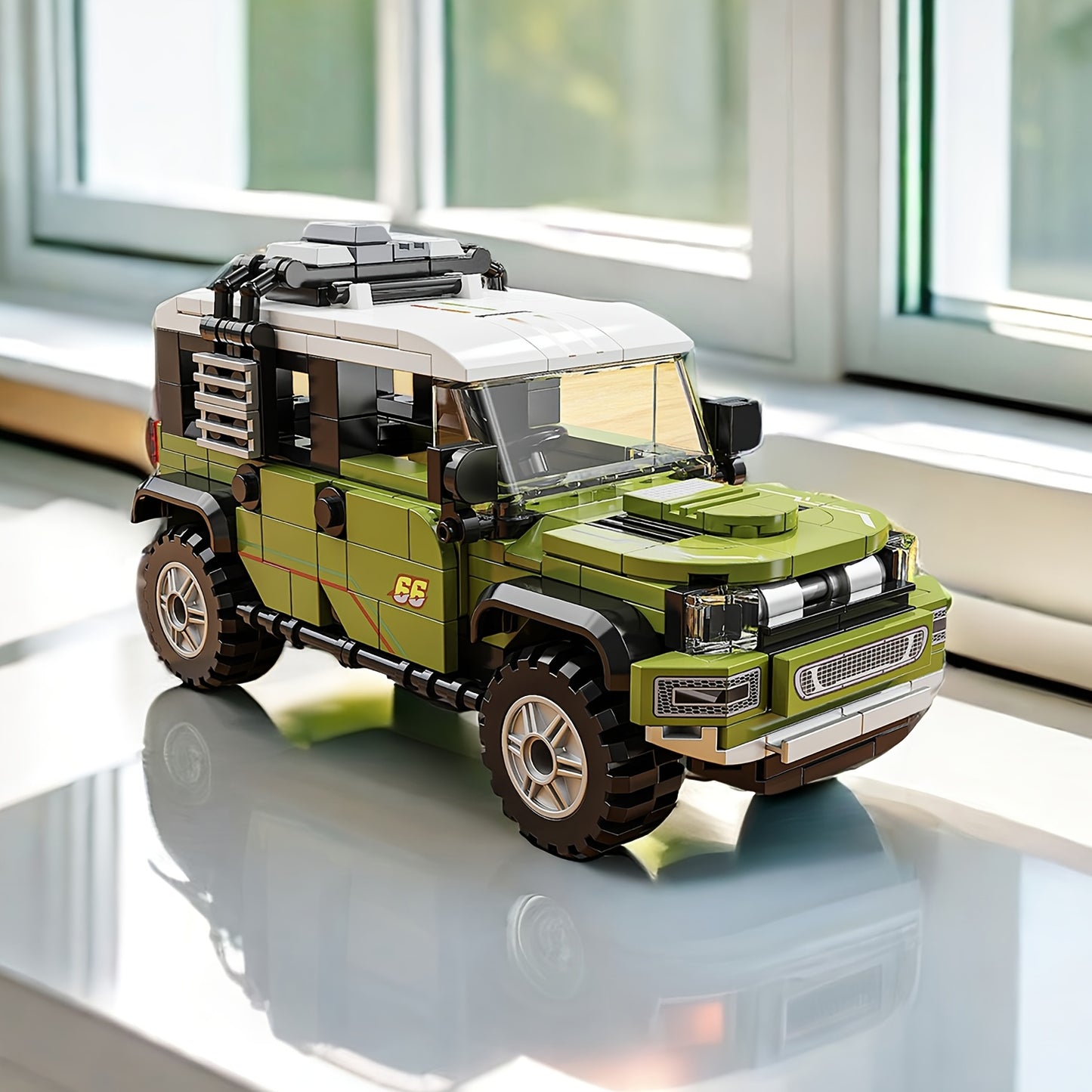 330-piece green off-road SUV model building kit with durable ABS blocks. Enhances focus, hand-eye coordination, and creativity for teens aged 6+. Perfect movie-themed educational toy and