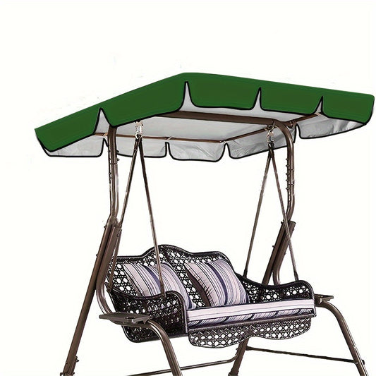 Durable waterproof swing canopy cover in black with green trim. Features adjustable straps for dust protection and all-season use.