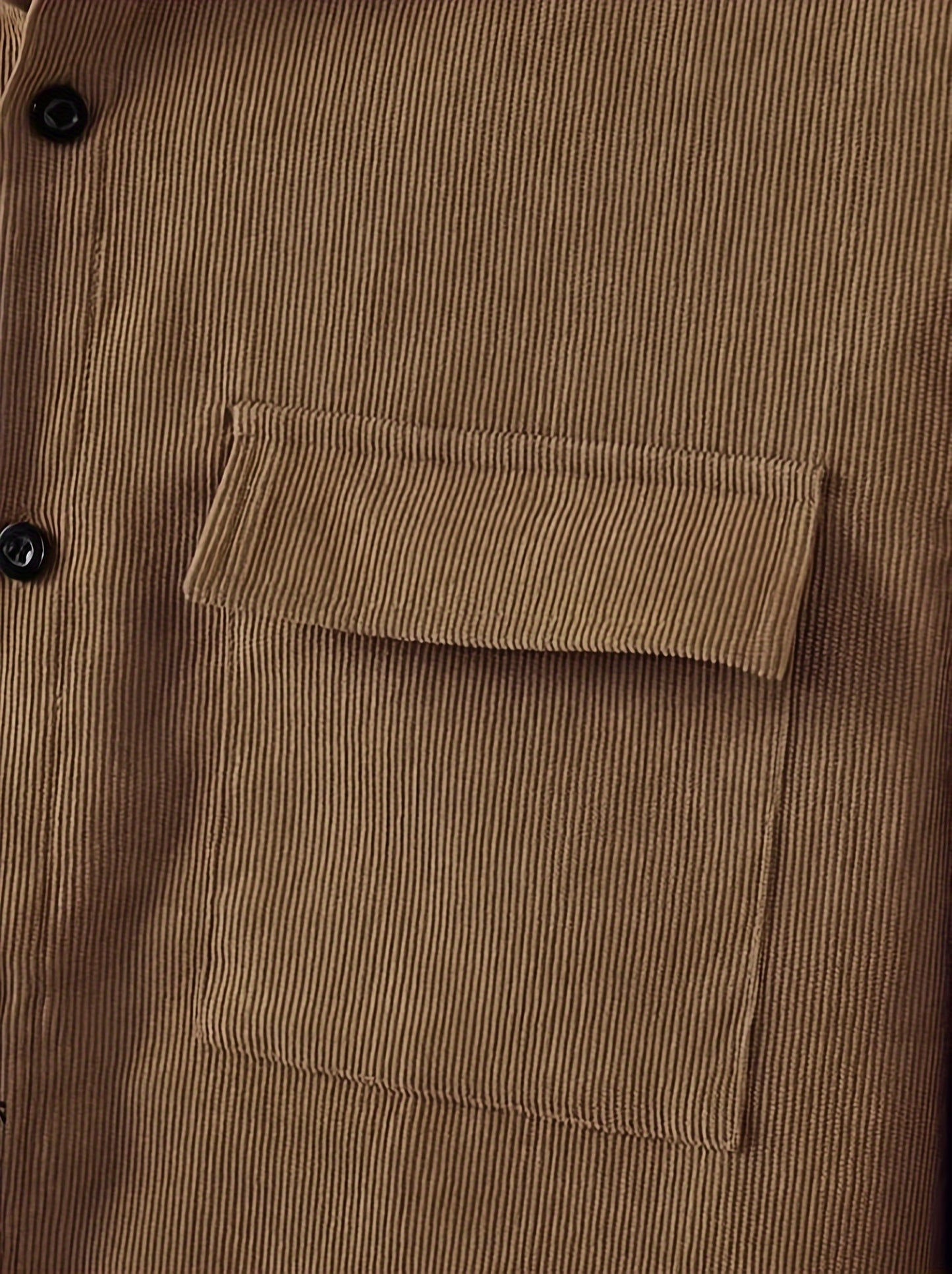 Men's corduroy suit with long sleeve shirt and pants.