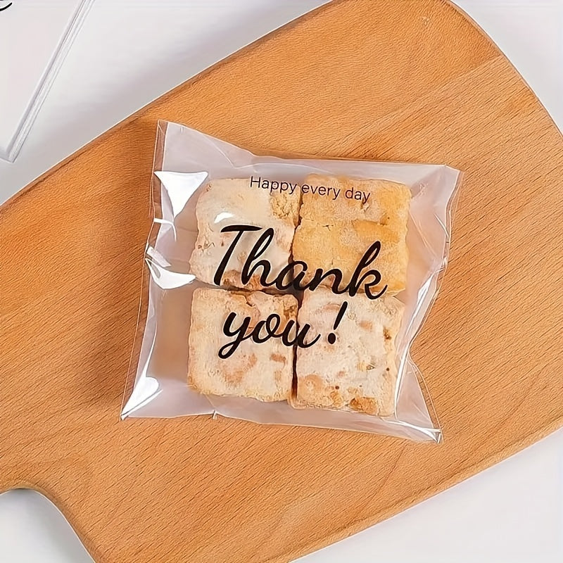 100 Festive Snowflake 'Thank You' Self-Sealing Gift Bags - Ideal for Cookies, Candy, Jewelry & More - Transparent OPP Packaging