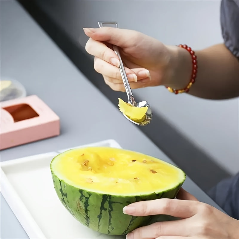 Autumn-themed Creative Small Stainless Steel Spoon for Home Use, perfect for serving watermelon or dessert. Ideal for couples or internet celebrities looking to add a cute touch to their dining experience.