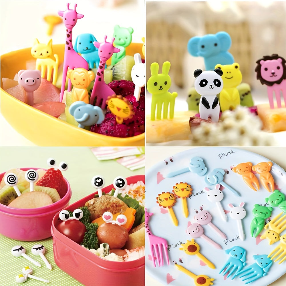 40-Pack Mini Cartoon Fruit Forks, Animal Party Cake Decoration Picks