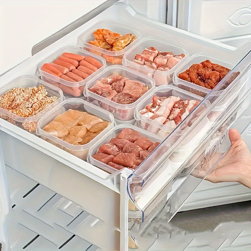 Stackable Food Storage Containers with Lids Set of 5 - Leakproof, Reusable Plastic Boxes for Meat, Fruits & Vegetables - Ideal for Organizing Kitchen and Preserving Food in the Freezer