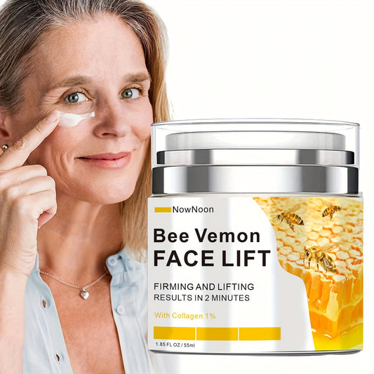 NowNoon Bee Vemon Instant Face Lift Cream - 1.85 fl. Oz tightens, firms, and smooths skin with alcohol-free formula including Hyaluronic Acid for all skin types.