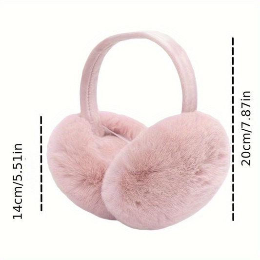 Luxuriously Soft Faux Fur Earmuffs in Solid Color, Extra Thick for Optimal Cold Protection. Comfortable, Foldable Design Perfect for Daily Use in Autumn and Winter. Ideal for Women.