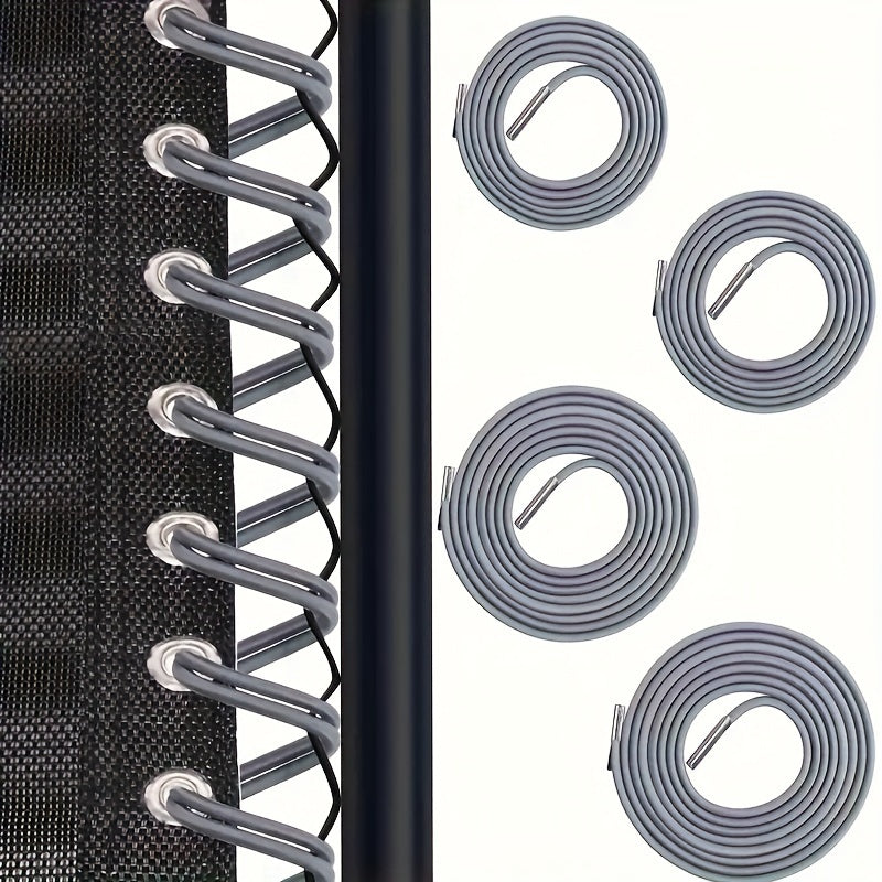 Elastic Repair Rope Kit for Bungee Beach Chairs & Loungers - 4 Replacement Straps in Silvery Gray, No Power Required