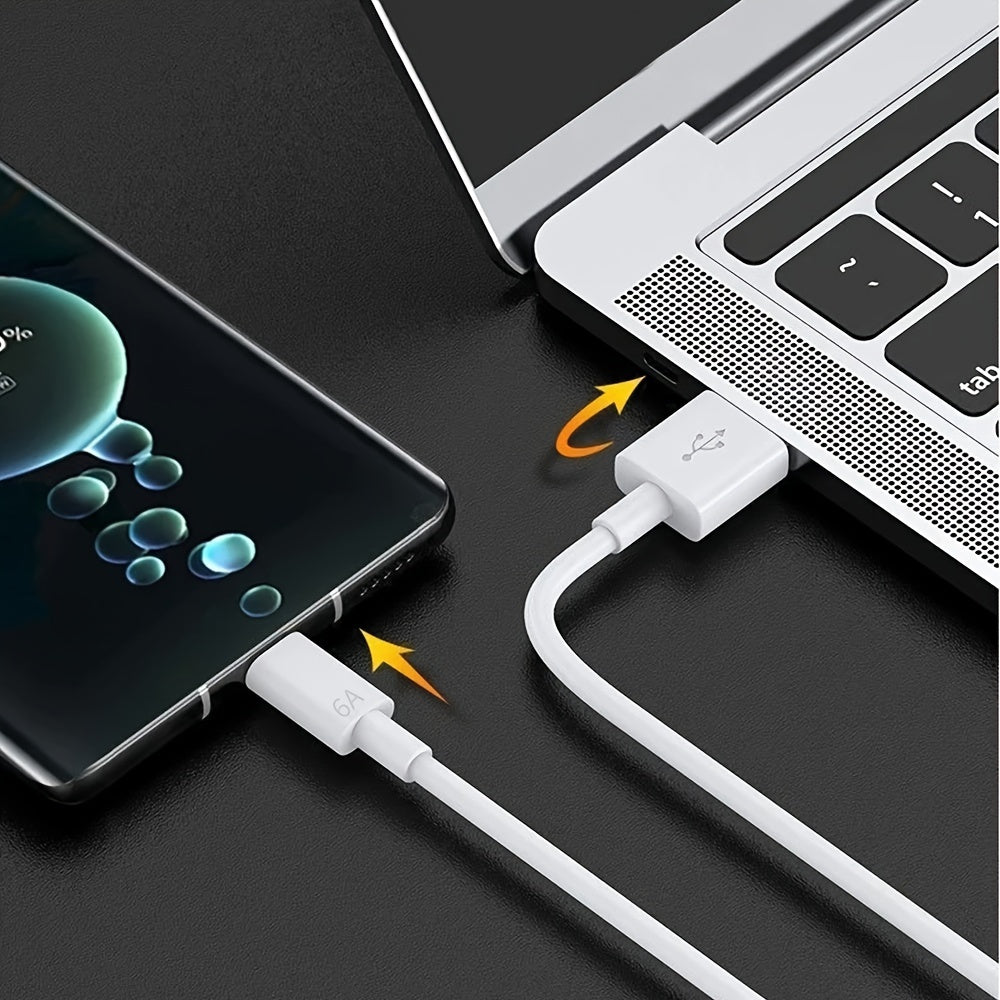 Single 6A 120W USB-C cable for fast charging and data transfer, compatible with Huawei, Xiaomi, and Vivo devices. Features high-speed data transmission and quick charge capability.