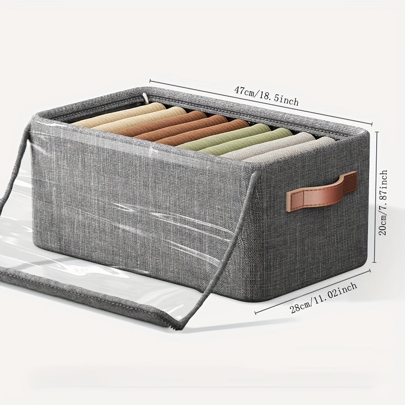 Contemporary Fabric Under-Bed Storage Boxes featuring Flip Top Closure, Water-resistant Multi-functional Bins for Clothing, Blankets, and Trousers - Can be Stacked to Save Space.