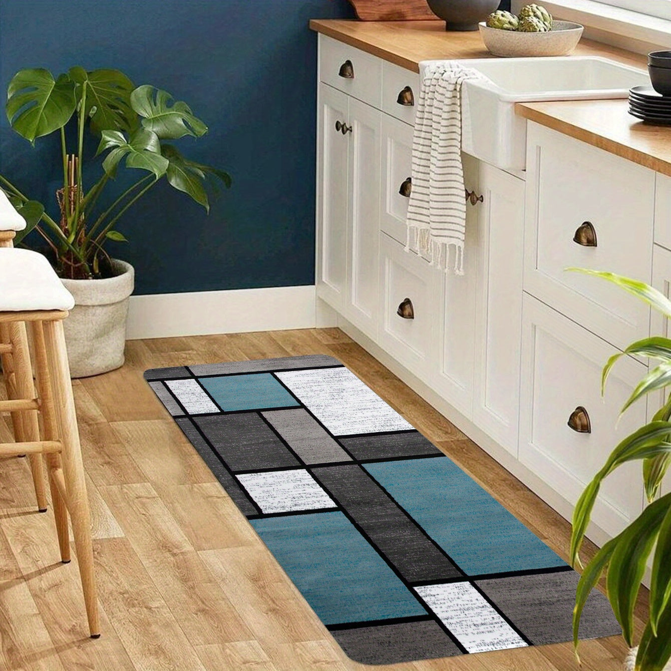 Soft Thickened Kitchen Floor Mat - Non-slip, Oil-proof, Waterproof Runner Rug - Dirt-resistant Carpet - Machine Washable - Entrance Doormat for Kitchen, Living Room, Laundry, Bathroom - Water-absorbing - Room Decor