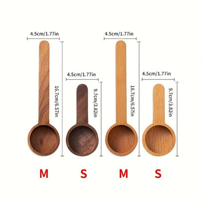 Solid wood measuring spoon for coffee and milk powder, perfect for accurate measurements in the kitchen. Can also be used for other powders.