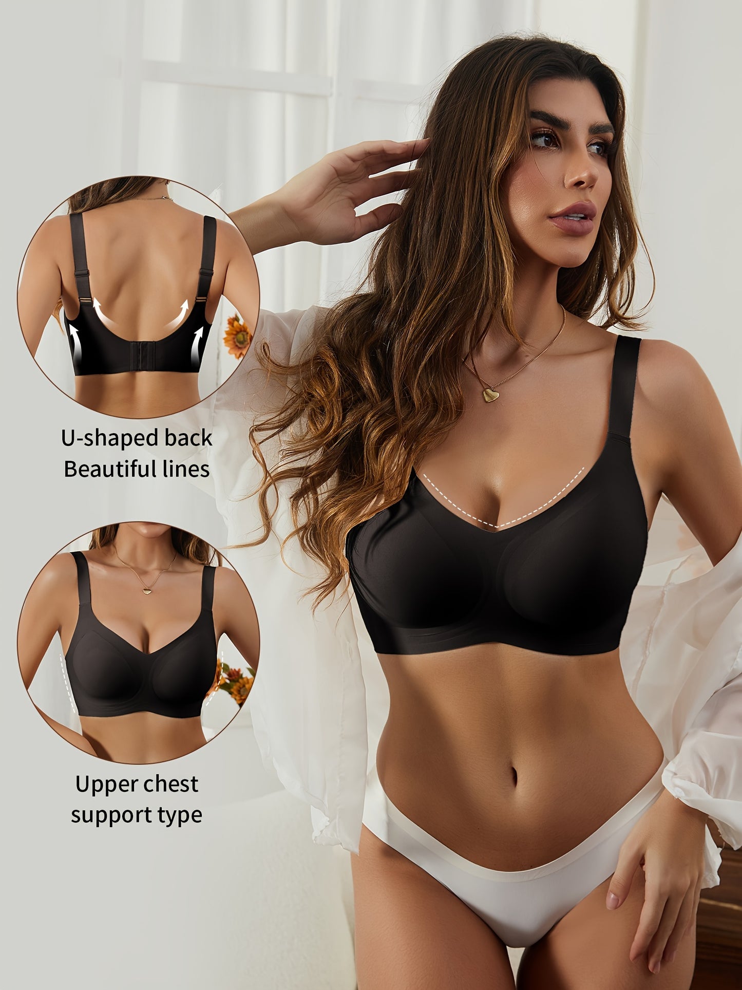 Plus size solid seamless bra provides full coverage and comfort for women.