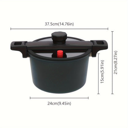 6L Cast Iron Pressure Cooker Pot with Non-Stick Coating and Steam Vent, Compatible with Induction Cooktops, Ideal for High-Pressure Cooking Soups, Stews, and Broths