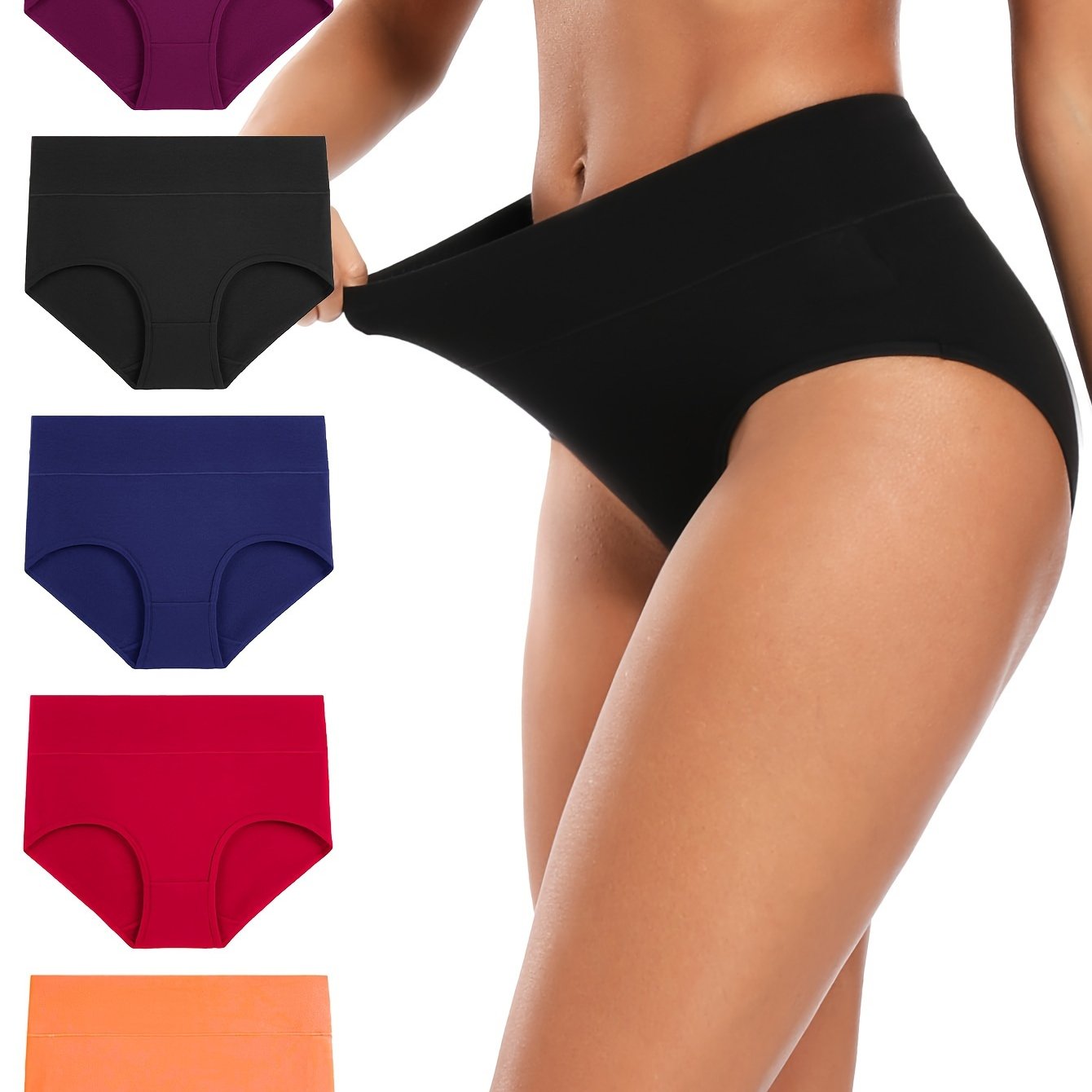 Set of 5 women's high-waisted triangle panties