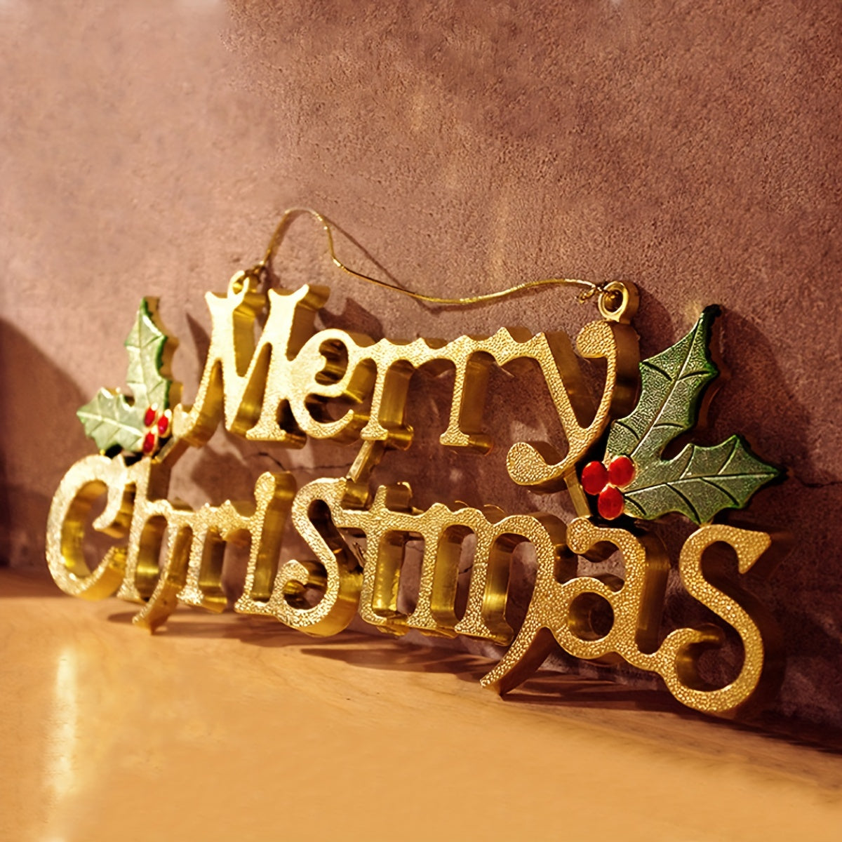 Christmas Hanging Sign - Gold and Silver Letter Decoration, Plastic Holiday Ornament