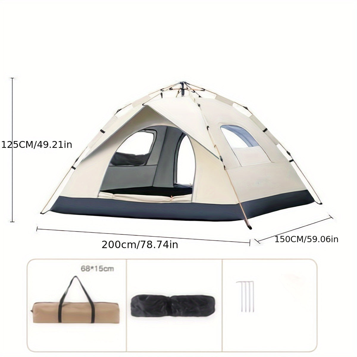 Automatic quick-opening tent for outdoor self-driving travel and camping, suitable for 2-3/3-4 people. It is rainproof, sunshine-proof, and can be used as a beach shelter or for fishing and