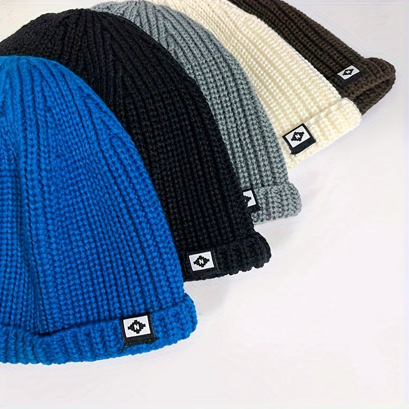 One-piece Basic Fisherman Beanie, Gender-neutral Solid Color Knit Hat, Stylish Coldproof Skull Hat, Ribbed Beanie for Both Women and Men