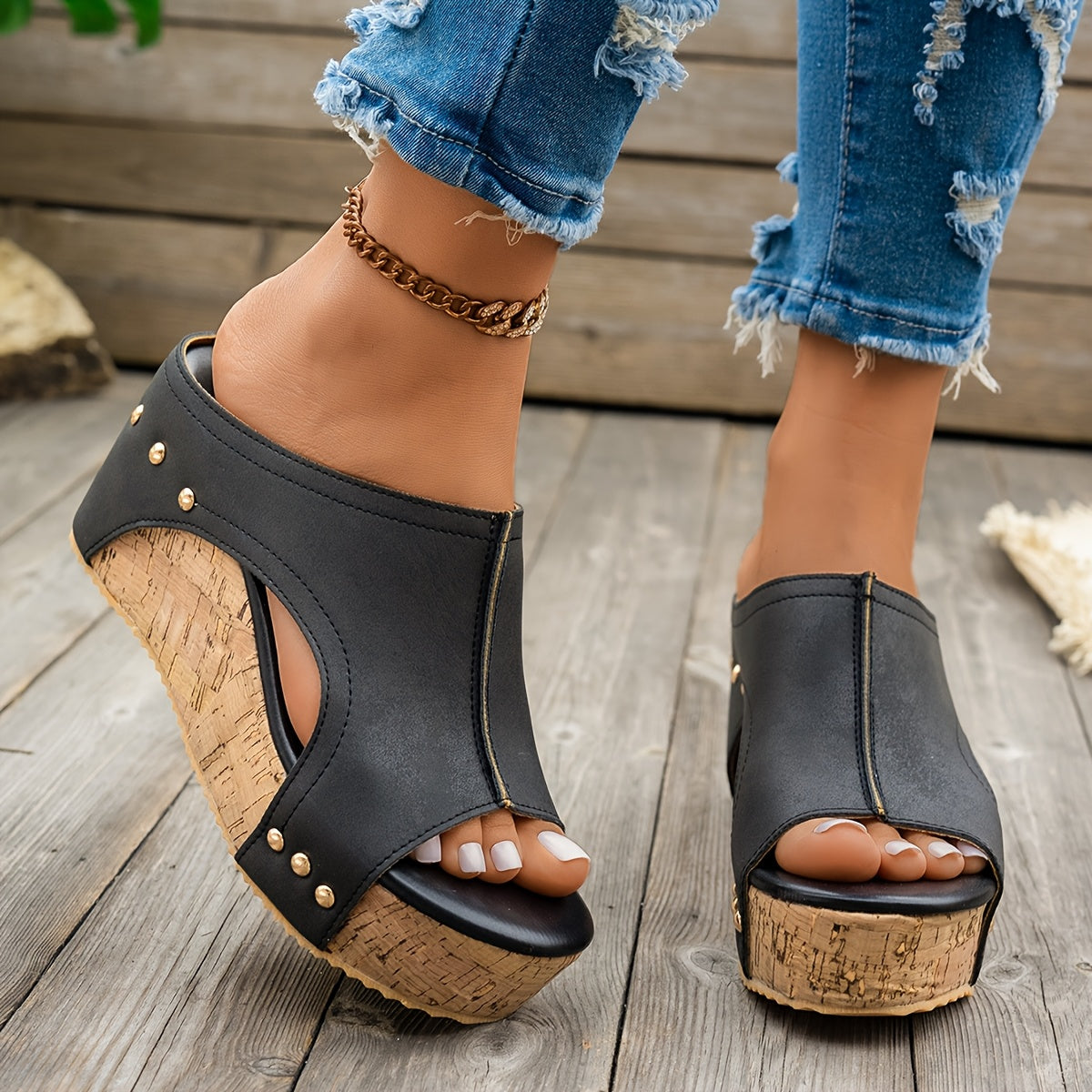 Stylish thick heel sandals for women with open toe, ankle strap, faux cover upper and lining, rubber sole, slip-on design for summer.