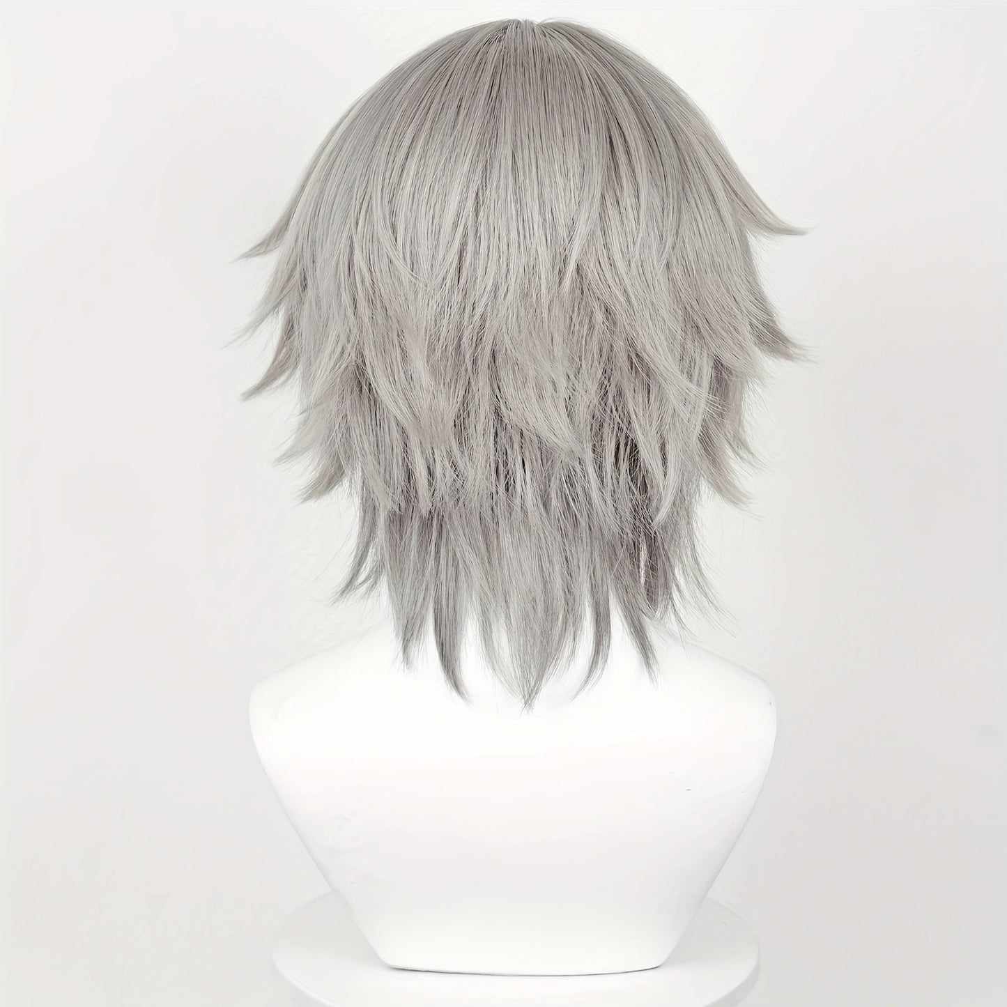 Cosplay-ready gray wig with stylish bangs - Ideal for parties and special occasions in the latest synthetic fashion trends.