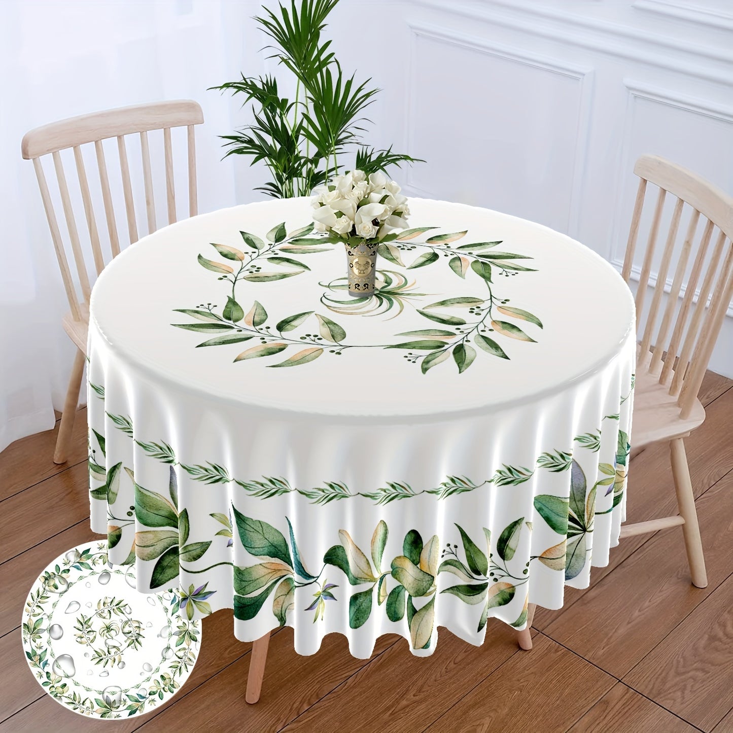 1pc Bright Large Flower Pattern Round Table Cloth for Dining and Decor