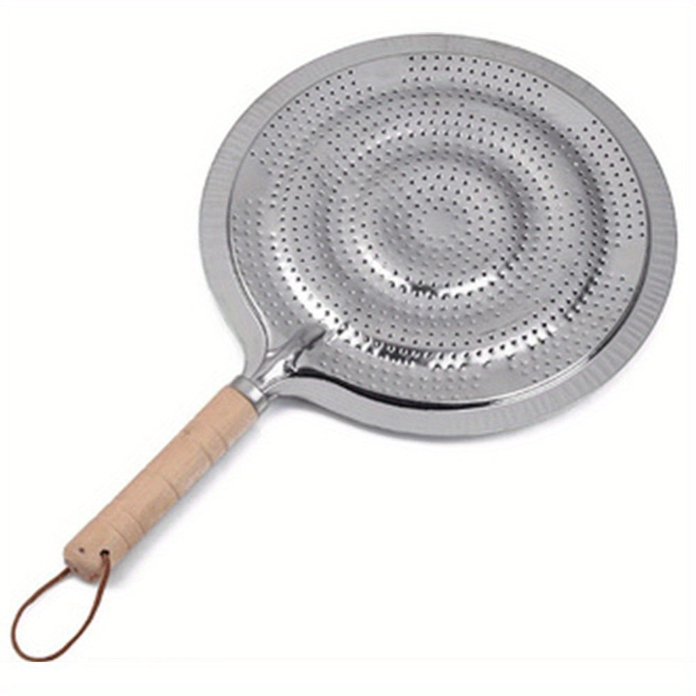 Durable 21cm Wooden Handle Heat Diffuser Flame Guard for Gas, Electric, and Induction Cooktops - Reducer Accessory