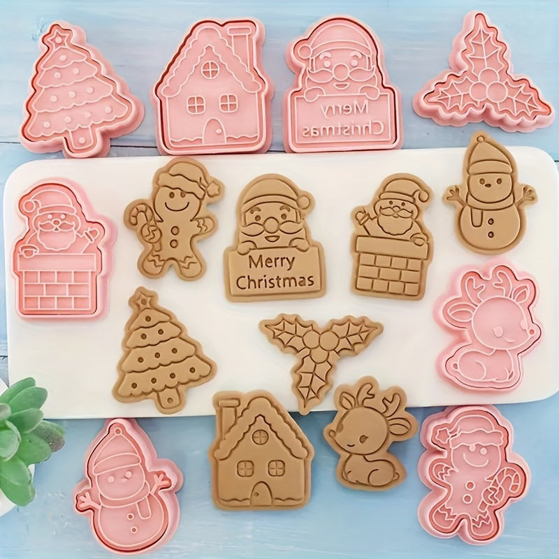 Get into the holiday spirit with these festive Christmas cookie cutters! With 8 adorable designs perfect for sugarcraft and baking, these durable plastic cutters are ideal for parties and gifts. Make holiday baking a breeze with this versatile set.