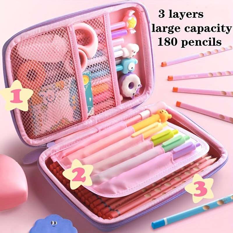 Cute Cartoon 3D Pencil Case: Waterproof, Large Capacity, Multi-Layered Organizer