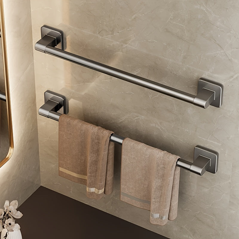 Space-saving self-adhesive towel bar made of rustproof aluminum and durable ABS for easy installation in bathrooms and kitchens. Available in 30/40/50cm options with a sleek modern design, perfect for storage and as a gift decoration.