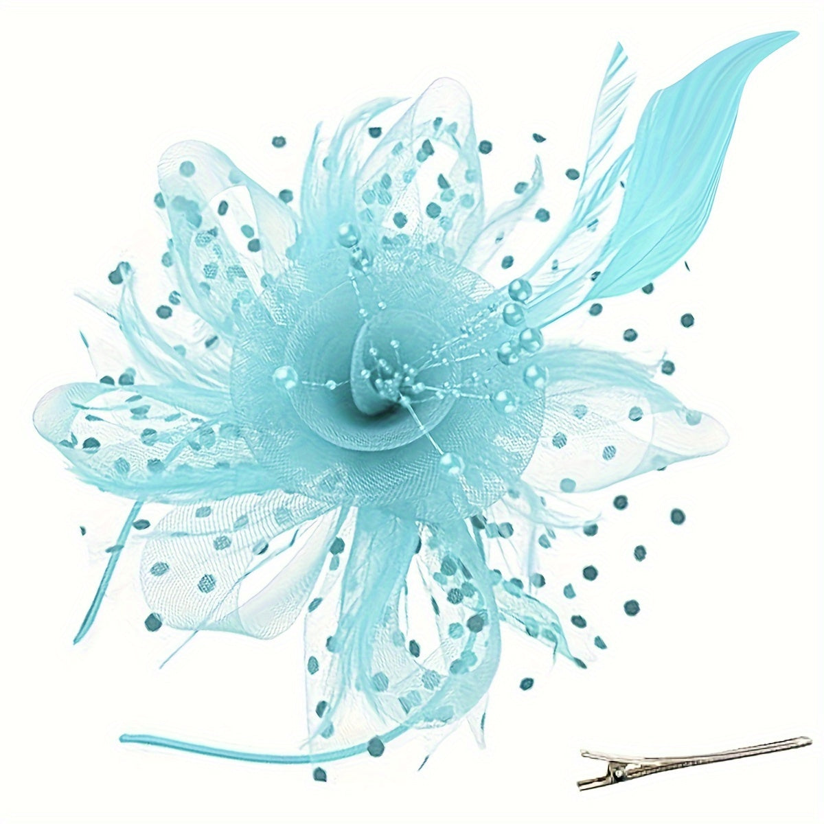 Women's Vintage Fascinator Hair Clip with Mesh Veil, Artificial Feather Flower, Perfect for Parties, Clubs, Weddings, and Church Events. Retro Style and a Great Mother's Day Gift Option.