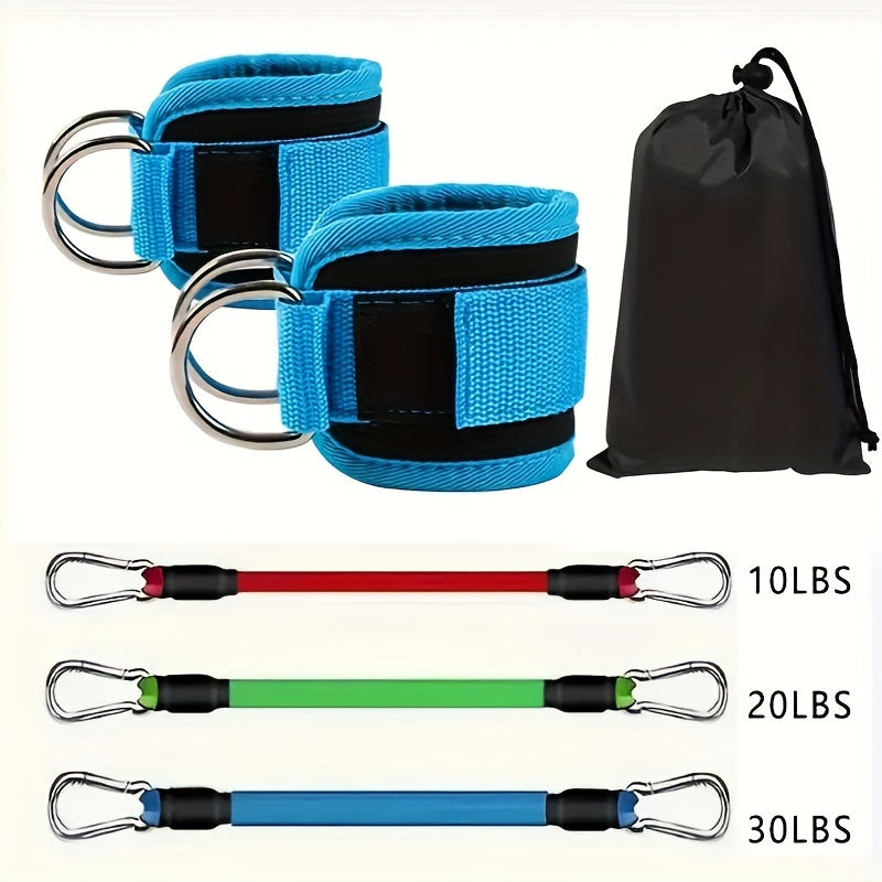 5 ankle resistance bands with straps for leg and hip training, muscle exercise, and yoga.