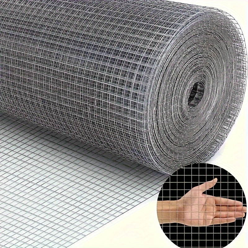 One roll of 1700cm/669.29in galvanized welded mesh, suitable for various applications like chicken coops, gardens, pet fences, and tree protection. Easy to cut.