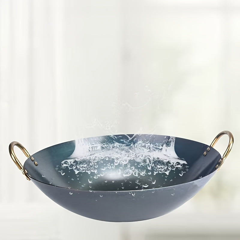 Multipurpose Cast Iron Wok & Soup Pot - Non-Stick Surface, Ideal for Gas Stove Cooking in Both Home and Restaurant Settings