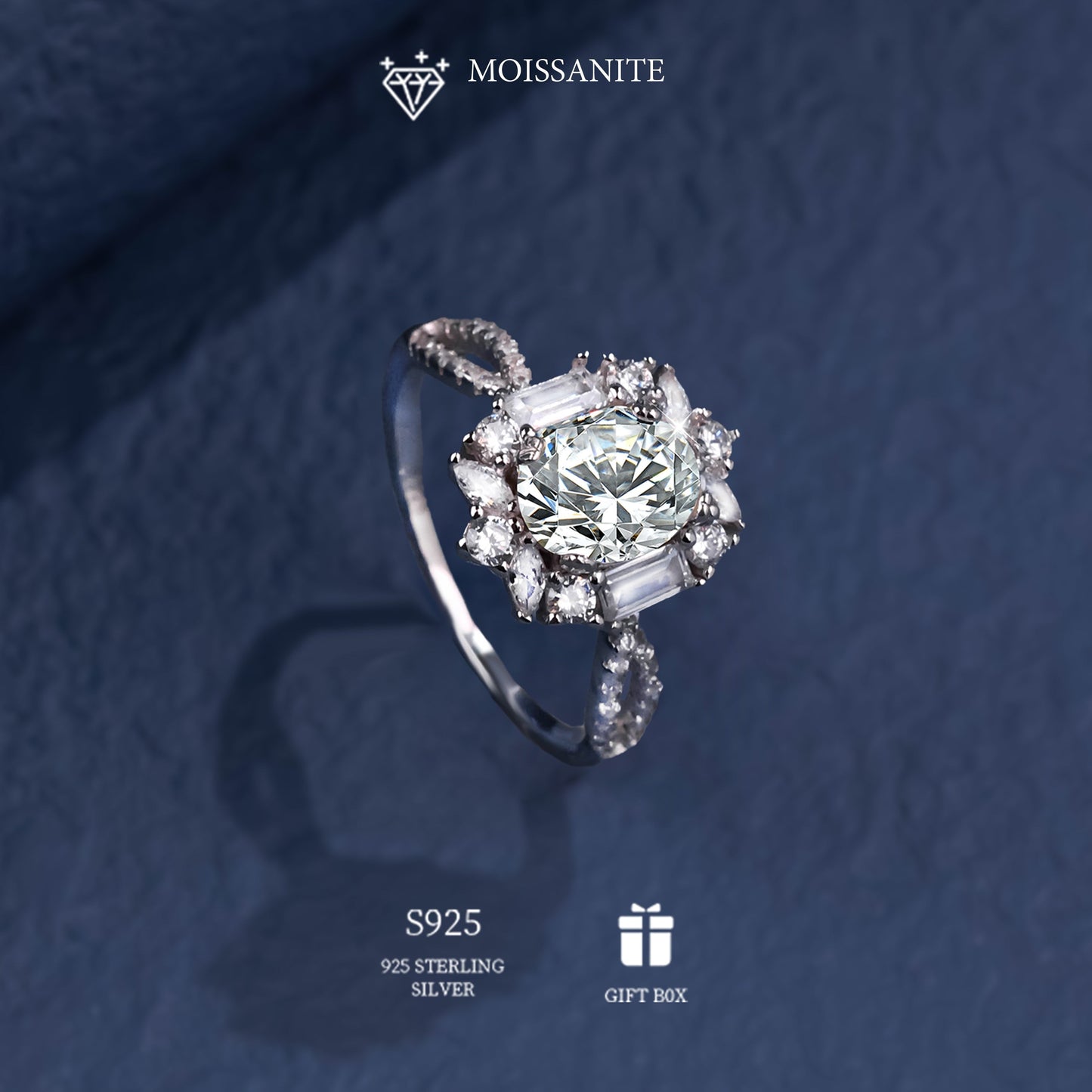 Stylish 2ct Moissanite Engagement Ring - Non-irritating S925 Sterling Silver, Exquisite Bohemian Design featuring Oval Pigeon Egg Cut, Ideal for Wedding & Anniversary, Comes with Certificate & Gift Box.