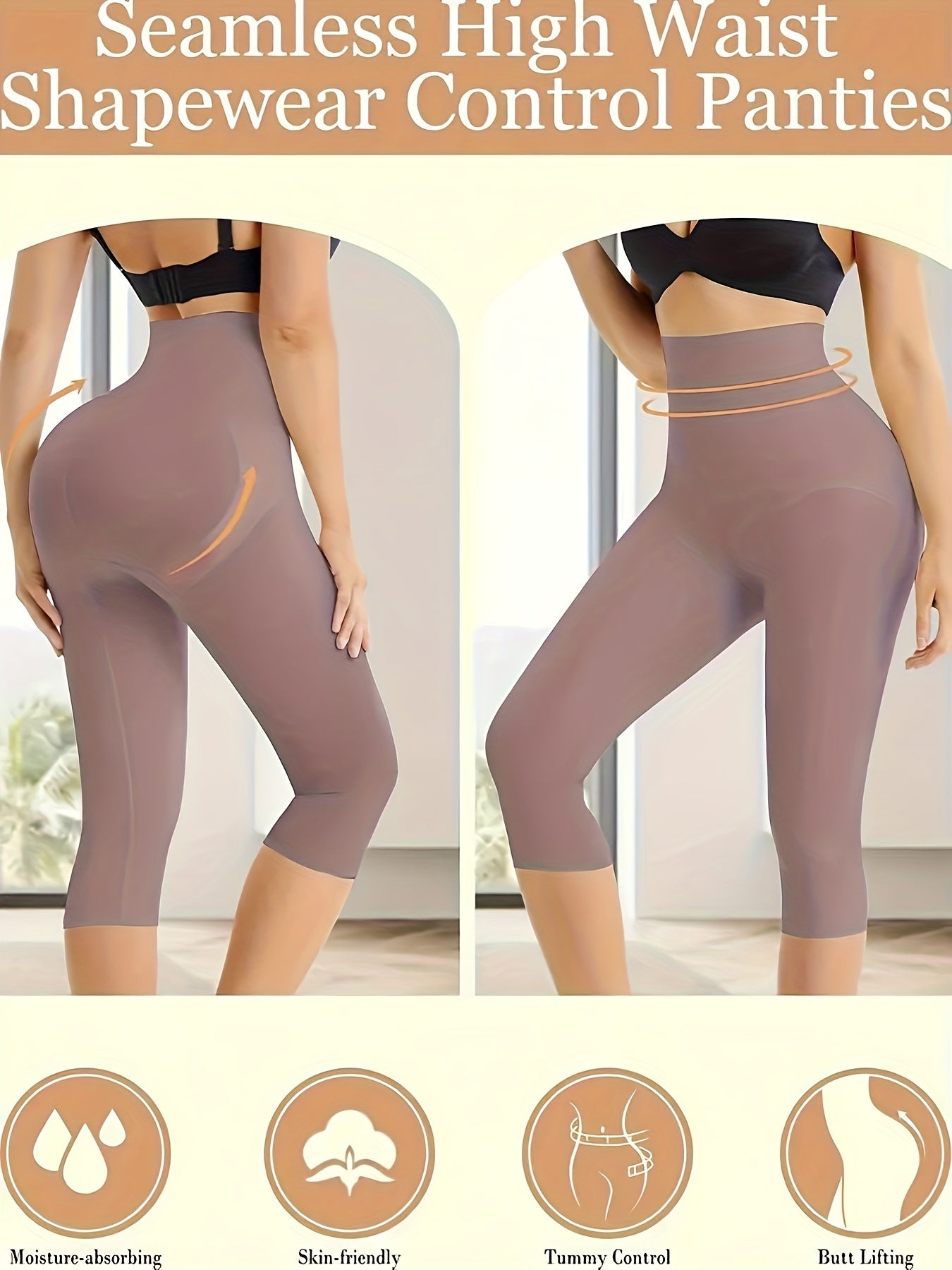 High-Waisted Slimming Capri Leggings for Women - Comfortable, Lightweight, and Seamless with Tummy Control and Butt Lift