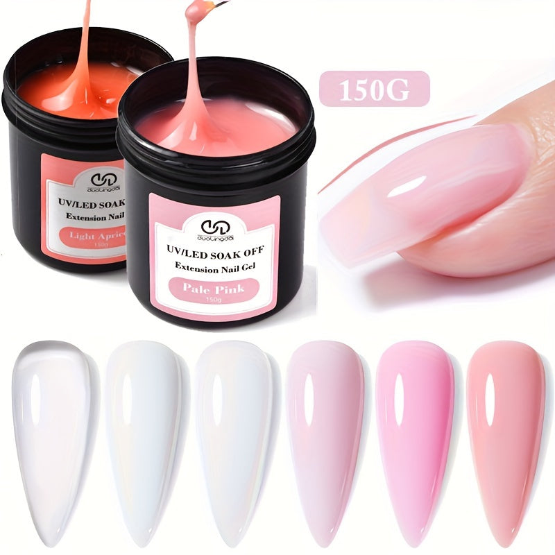 150g Fast-Dry Camouflage Color Acrylic Nail Extension Gel - UV/LED Compatible, Soak-Off Hard Jelly Formula, Odorless, Ideal for French Manicure and Nail Building Extensions, Gel Nail