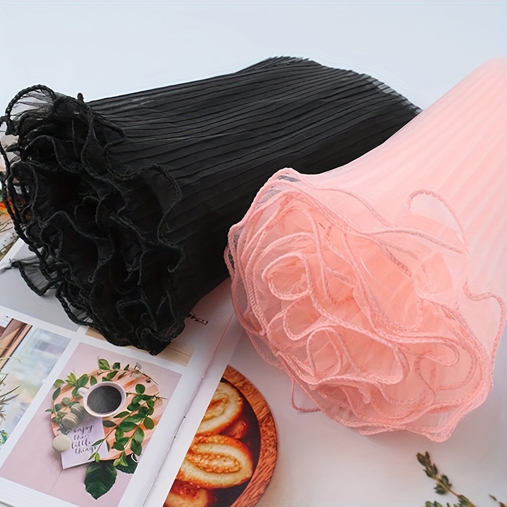 4.0m Korean flower wrapping paper in solid color lace net for Valentine's Day, weddings, birthdays. Ideal for floral and bouquet gift packaging. 1pc.