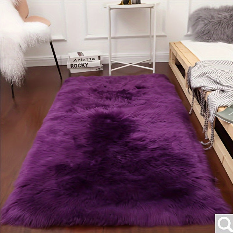 Plush White Faux Sheepskin Rug - Luxurious, Easy to Clean Carpet for Living Room & Bedroom, Ideal Holiday Present