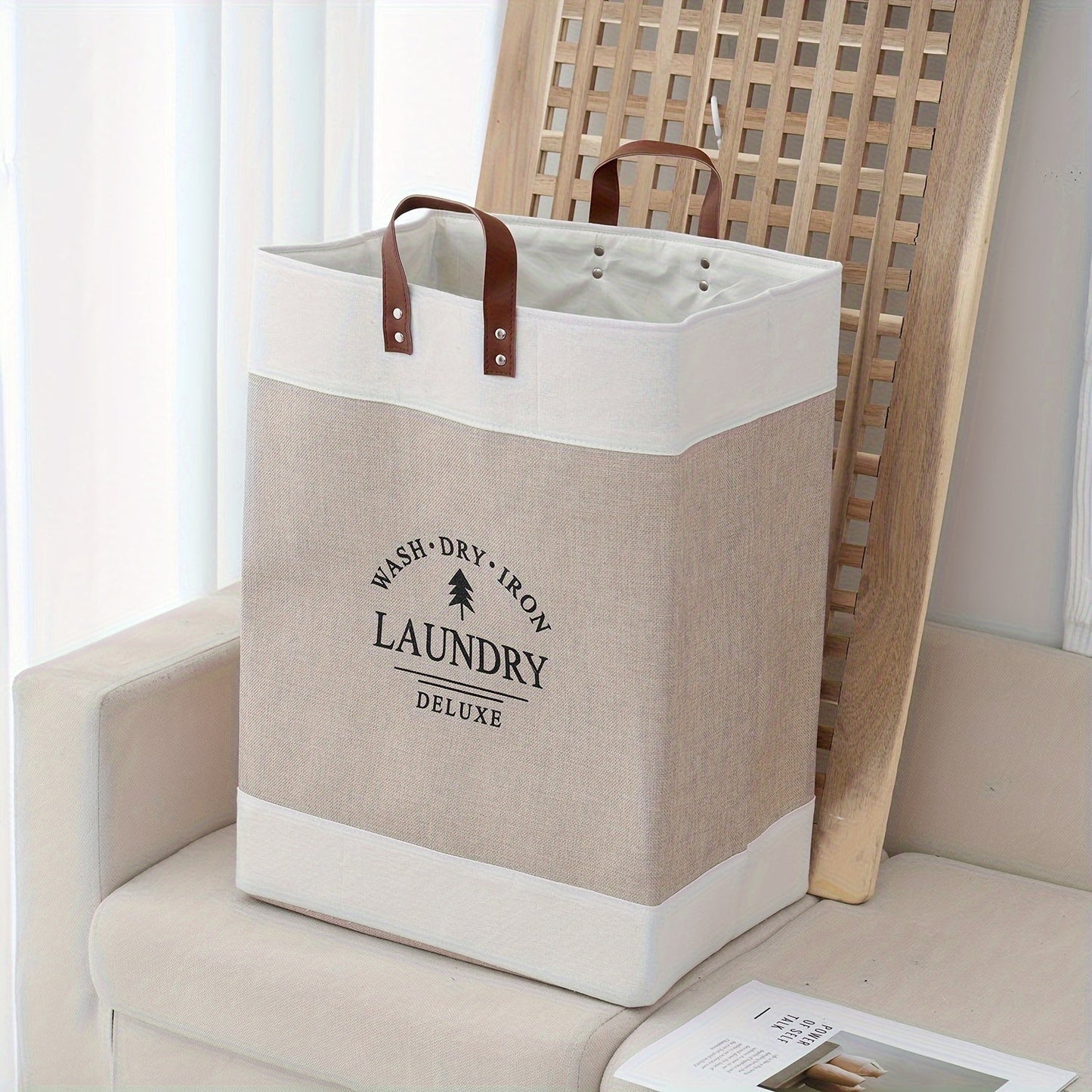 Contemporary Rectangular Laundry Basket with Convenient Handles - Perfect for Bathrooms and Organizing Clothes