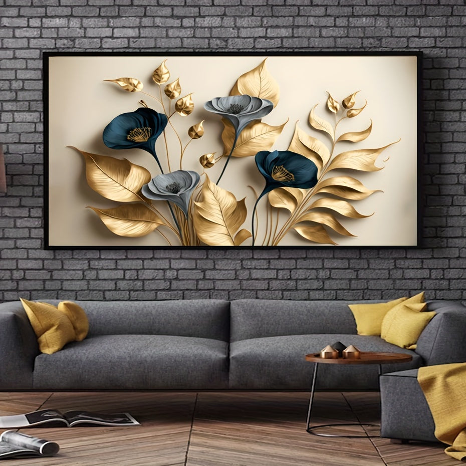 1pc Creative Canvas Poster featuring Golden Leaves Painting, Modern Art for Bedroom, Office, Living Room, Cafe, Bar, Home and Dorm Decor.