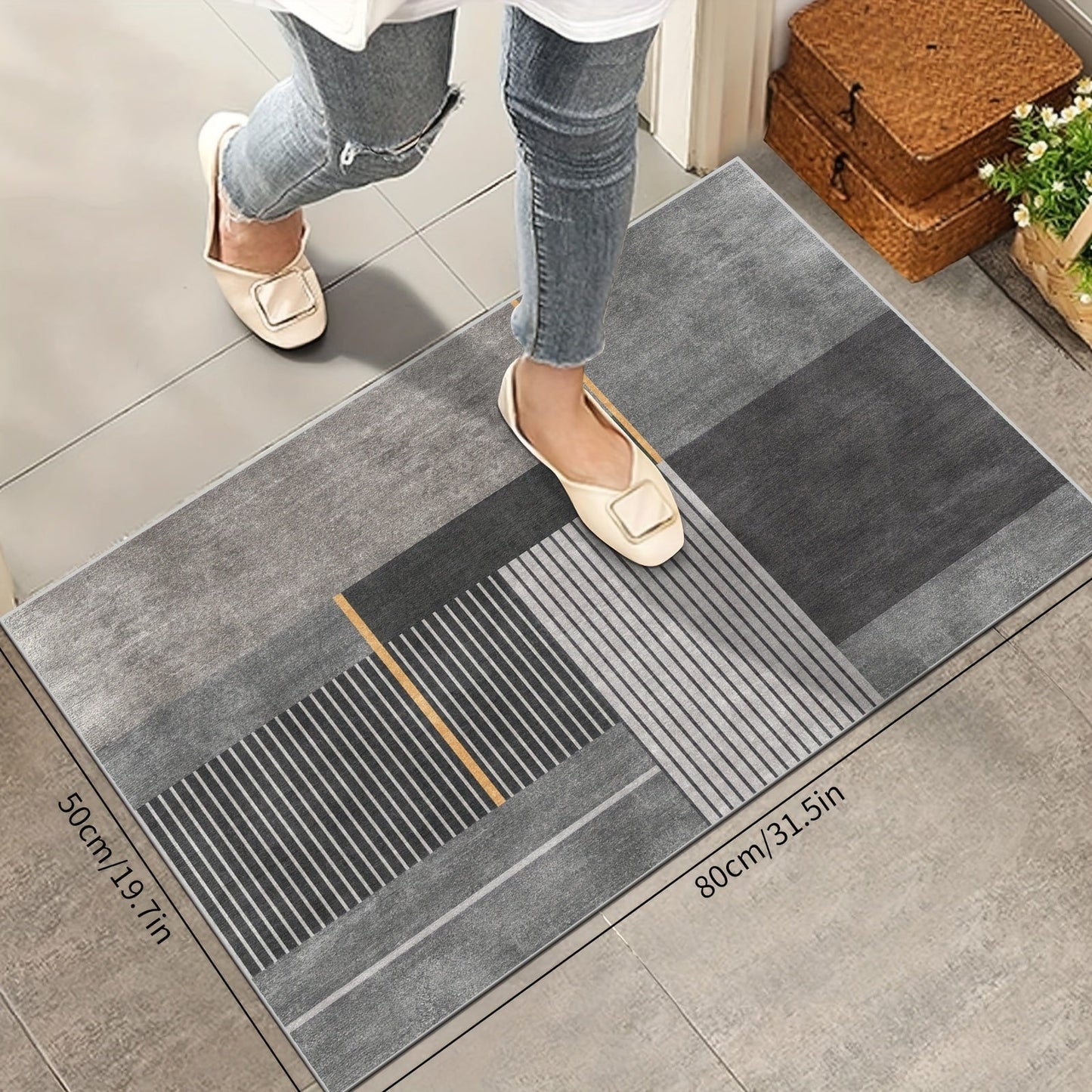 Non-Slip Kitchen Mat with Luxury Design - Oil & Waterproof, Easy-Care Machine Washable Polyester Runner Rug for Stylish Home Decor