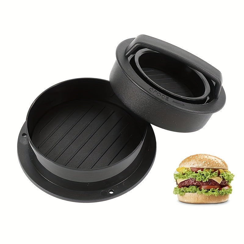 Manual hamburger meat press and rice ball mold in one, round three-in-one meat presser.