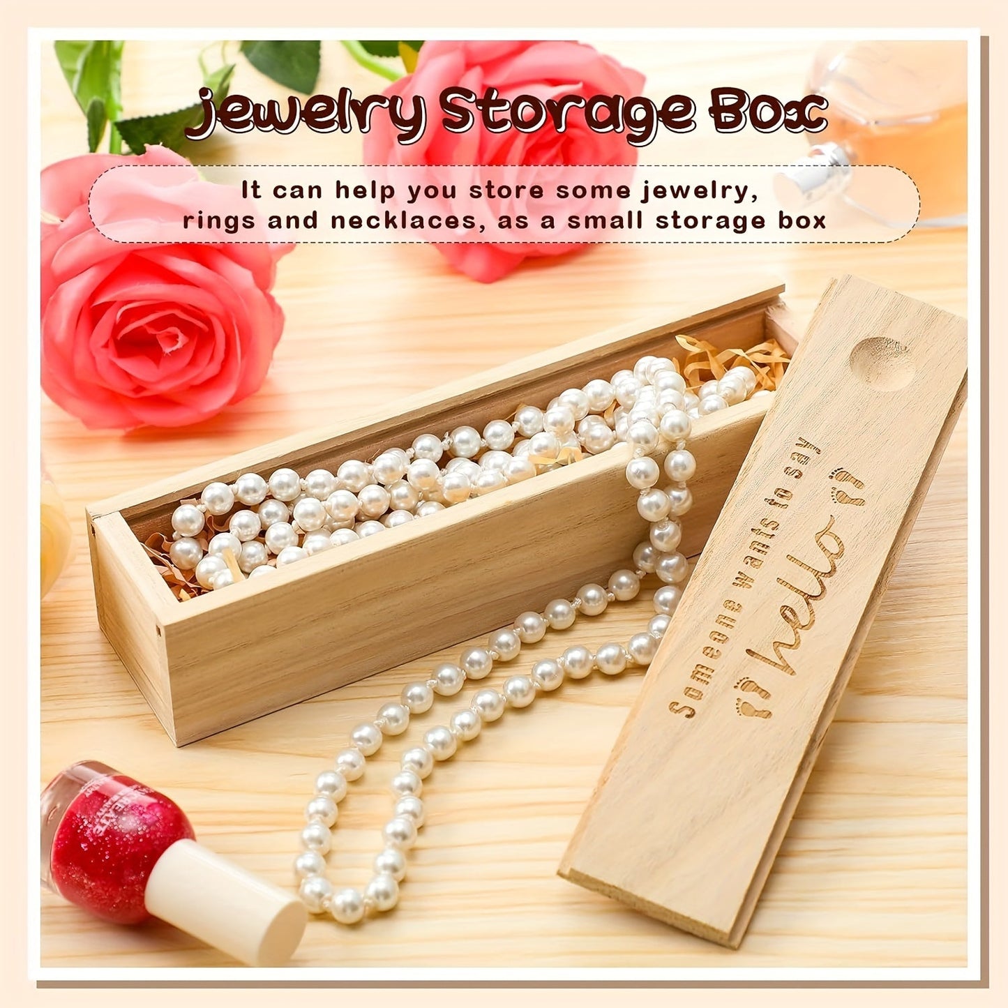 Wooden Keepsake Box: Pregnancy Test and Newborn Memory Collection - Engraved with Footprints and Heartfelt Messages, Perfect for Jewelry Storage