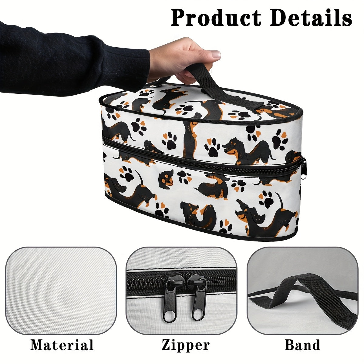 Portable Iron Storage Bag for Dachshund, Non-Electric Travel Case with Dual Zipper and Handle for Dust-Proof Iron Carrying Organizer