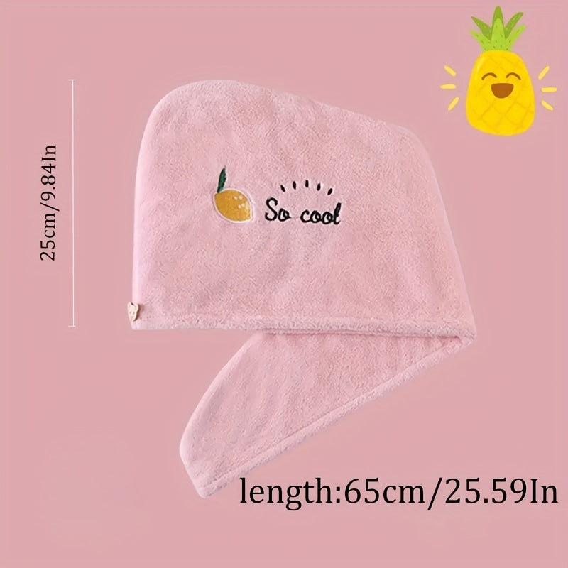 Embroidery Style Hair Drying Cap for Women - Thickened Coral Fleece Towel, Quick-drying and Absorbent Shower Cap. A Bathroom Accessory.