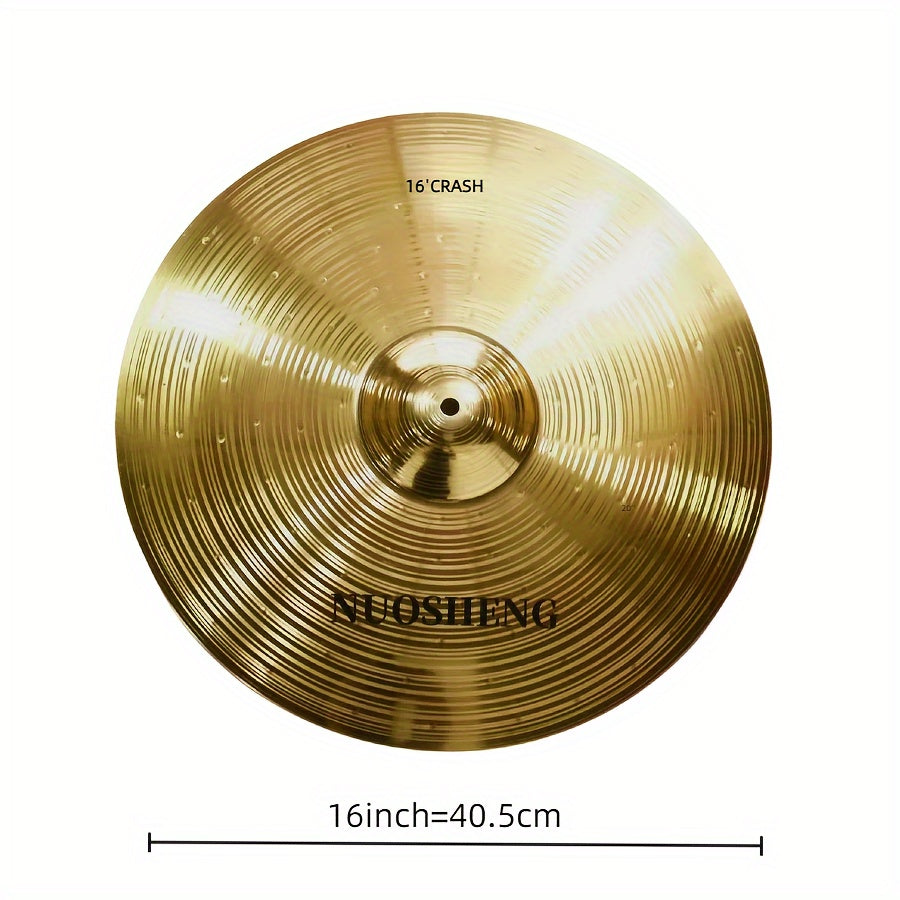 NUOSHENG 40.64 cm Yellow Crash Cymbal, Stainless Steel Drum Cymbal for Practice and Performance