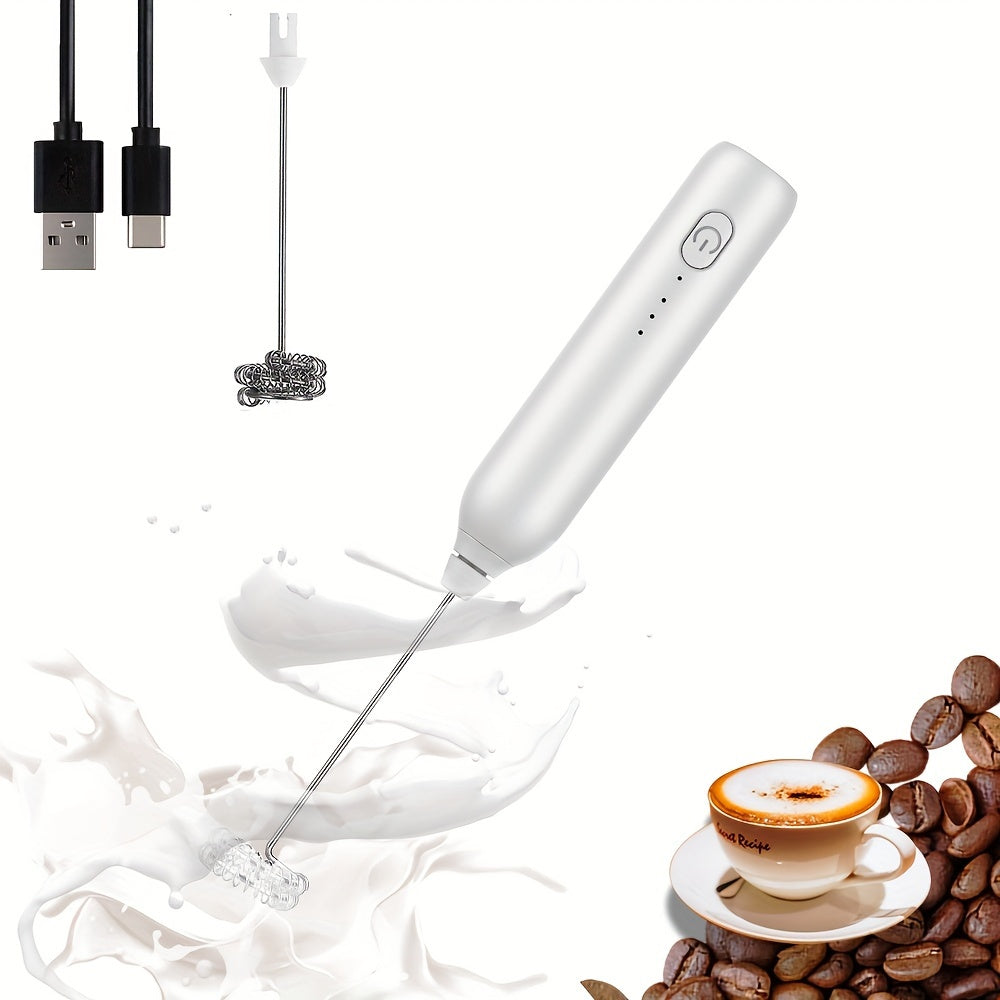 Portable Electric Milk Frother and Mixer with Rechargeable Battery & Stainless Steel Whisks - Adjustable Speeds for Foam Making in Coffee, Matcha, Latte, Cappuccino, and Hot Chocolate