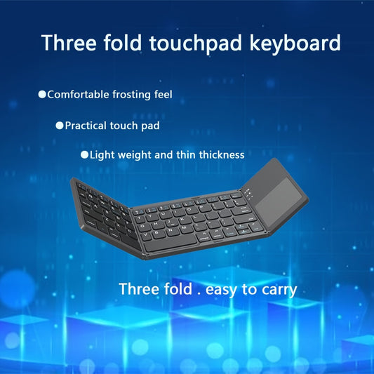 Three-fold touchpad keyboard with comfortable frosting feel, practical touchpad, light weight and thin thickness, compatible with three systems, uses imported wireless chips, easy to carry.