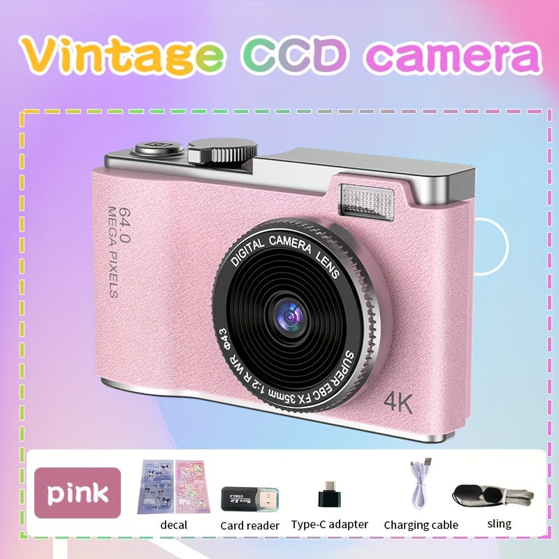 16X Zoom HD Digital Camera for Beginners with USB rechargeable camcorder, webcam function. Ideal gift for teens and holidays. Available in white, pink, purple, green.