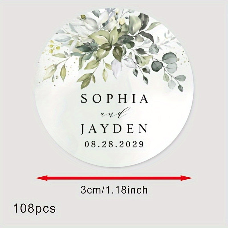 Personalized Round Labels for Bridal Showers - Custom Thank You Stickers with Name & Date, Matte Finish on Recyclable Paper