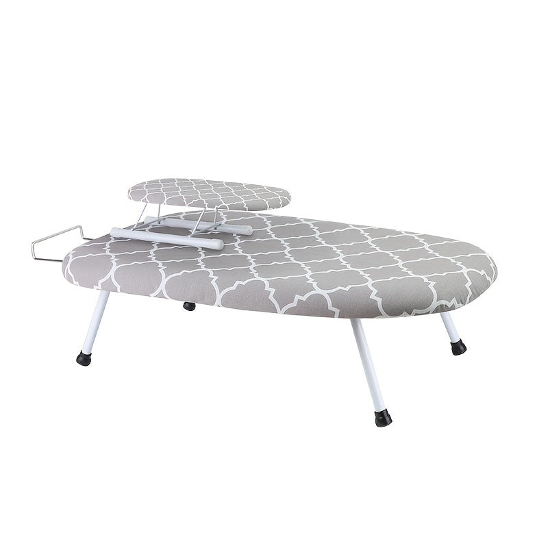 Portable ironing board from Taiwan with folding feet and an ultra-wide tabletop design, complete with a cover.