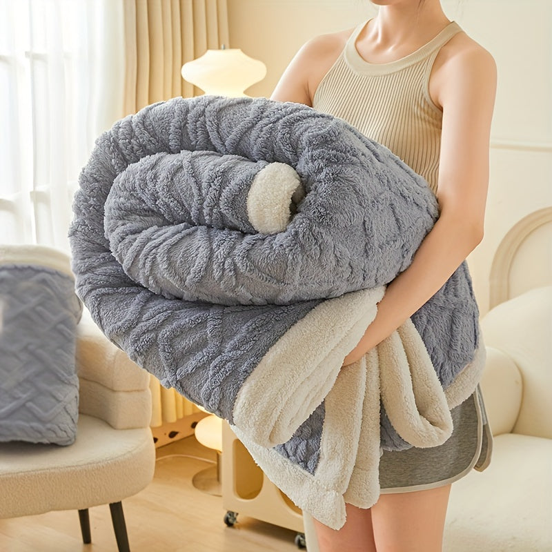 A cozy Double-Sided Fleece Bed Blanket perfect for autumn and winter, also great for staying warm during the summer with its thickened design. Ideal for all seasons and makes a wonderful Christmas gift.